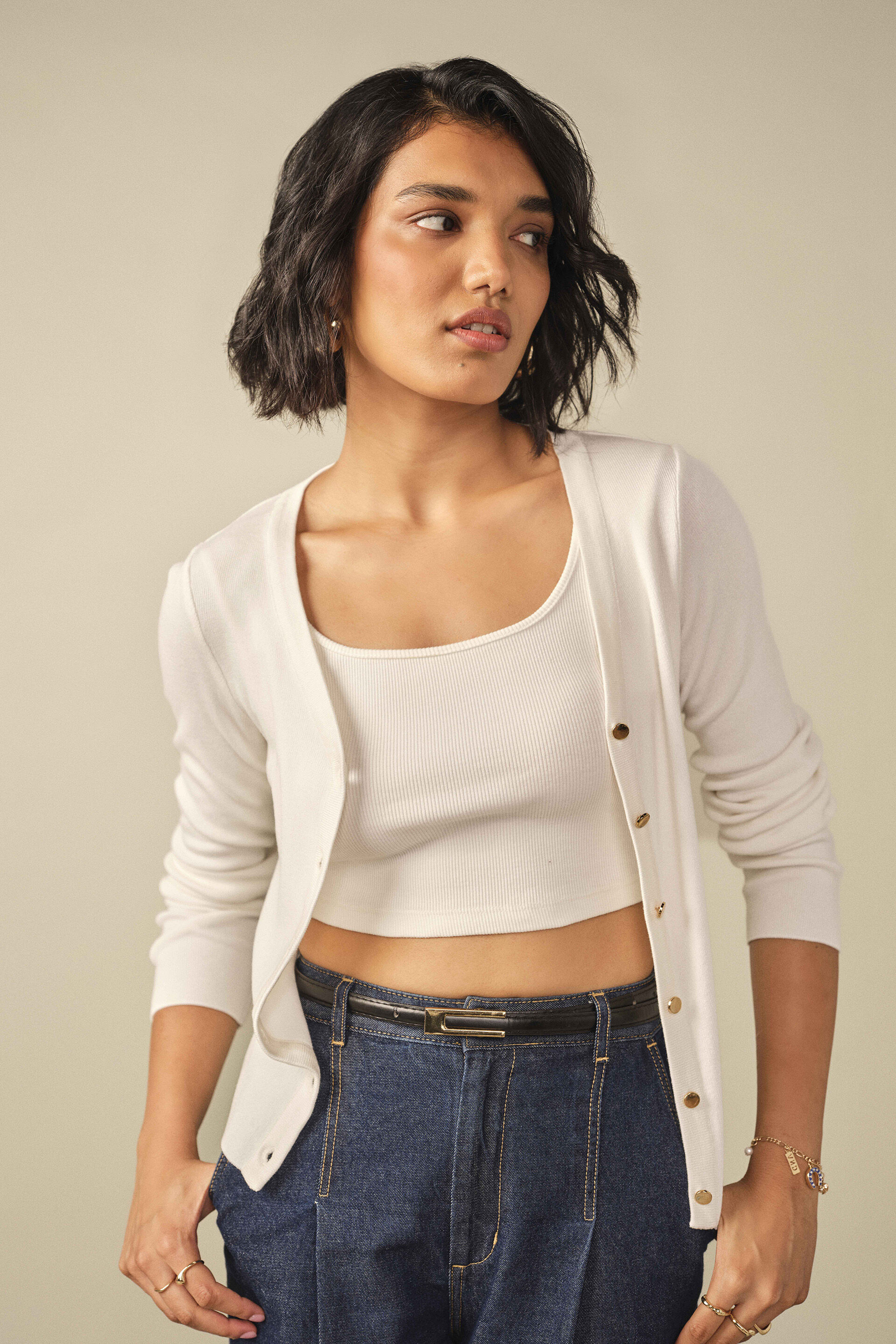 Solid Cardigan in Ivory, Ivory, image 4
